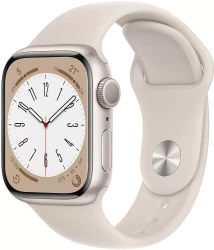 Смарт-часы Apple Watch Series 8 41 мм (алюминиевый корпус, звездный свет/звездный свет, спортивный силиконовый ремешок)