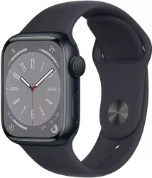 Смарт-часы Apple Watch Series 8 45 мм (алюминиевый корпус, полуночный/полуночный, спортивный силиконовый ремешок)